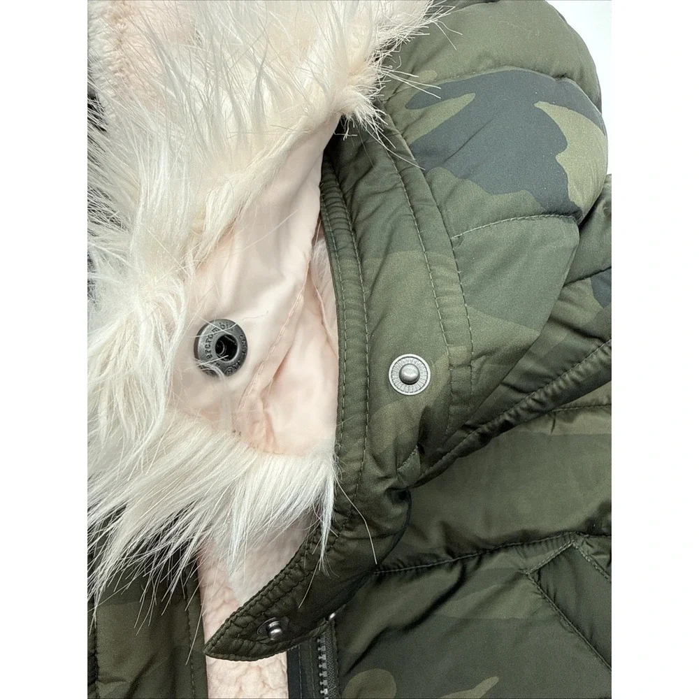 Abercrombie Kids Girls Camo Parka Jacket Faux Fur Lining Hood Size 9/10 Medium